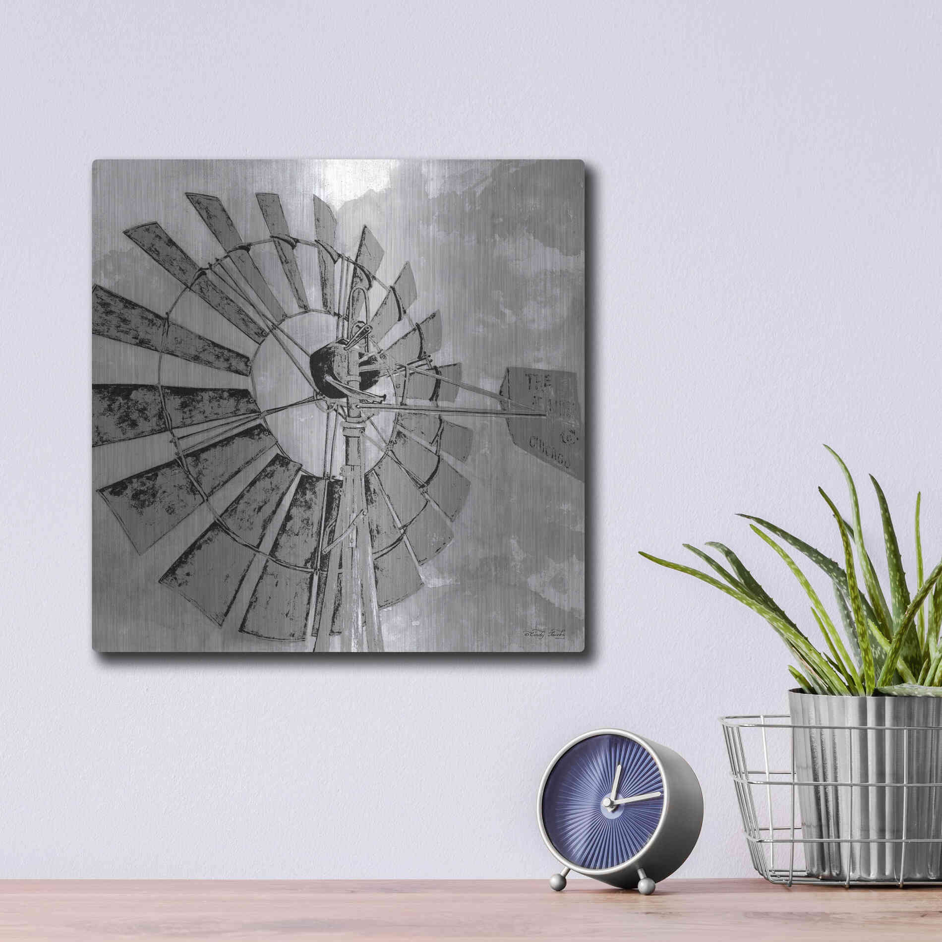 Luxe Metal Art 'Windmill Rotor' by Cindy Jacobs, Metal Wall Art,12x12