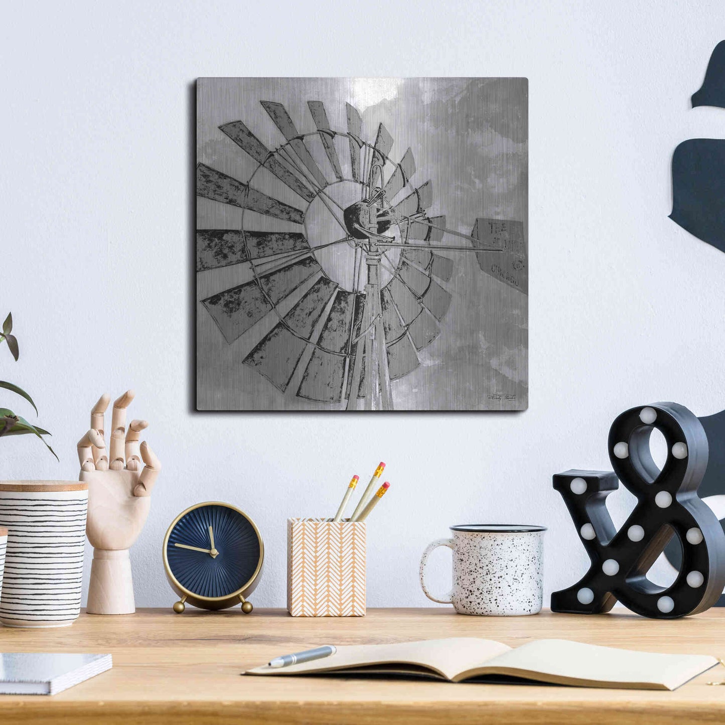 Luxe Metal Art 'Windmill Rotor' by Cindy Jacobs, Metal Wall Art,12x12