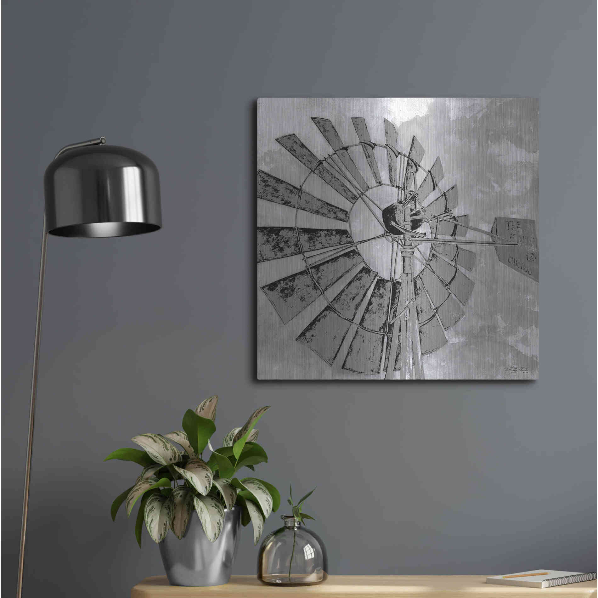Luxe Metal Art 'Windmill Rotor' by Cindy Jacobs, Metal Wall Art,24x24
