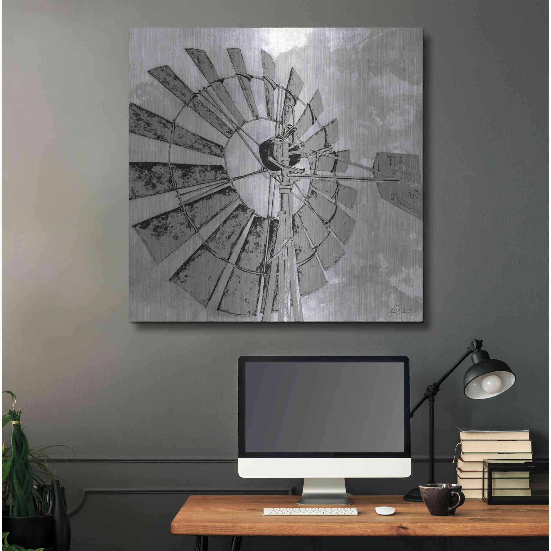 Luxe Metal Art 'Windmill Rotor' by Cindy Jacobs, Metal Wall Art,36x36