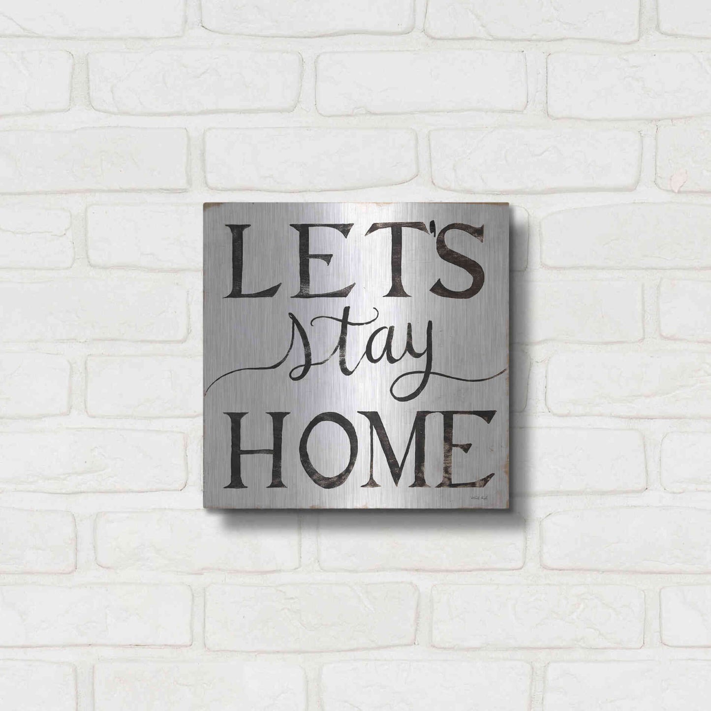 Luxe Metal Art 'Let's Stay Home I' by Cindy Jacobs, Metal Wall Art,12x12
