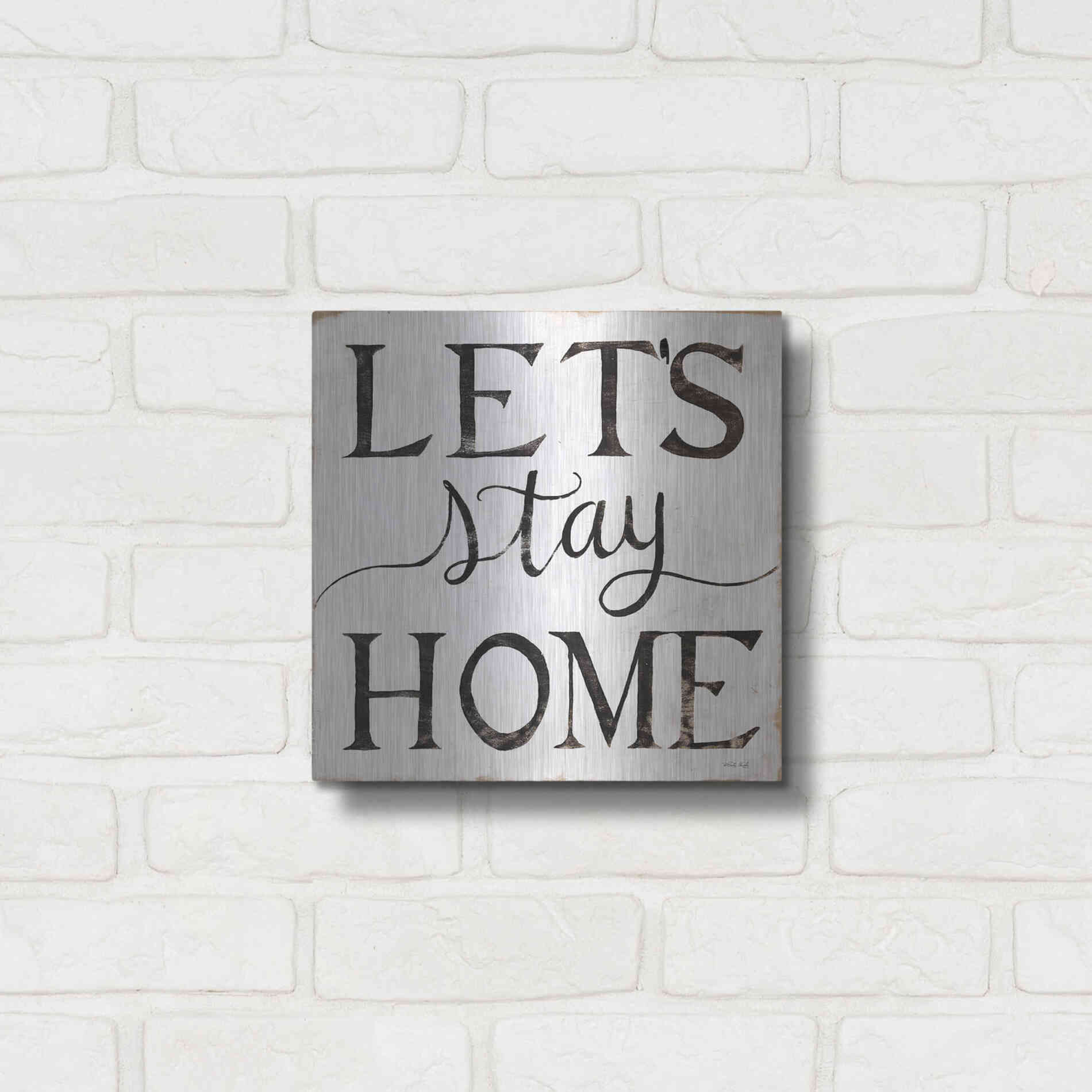 Luxe Metal Art 'Let's Stay Home I' by Cindy Jacobs, Metal Wall Art,12x12