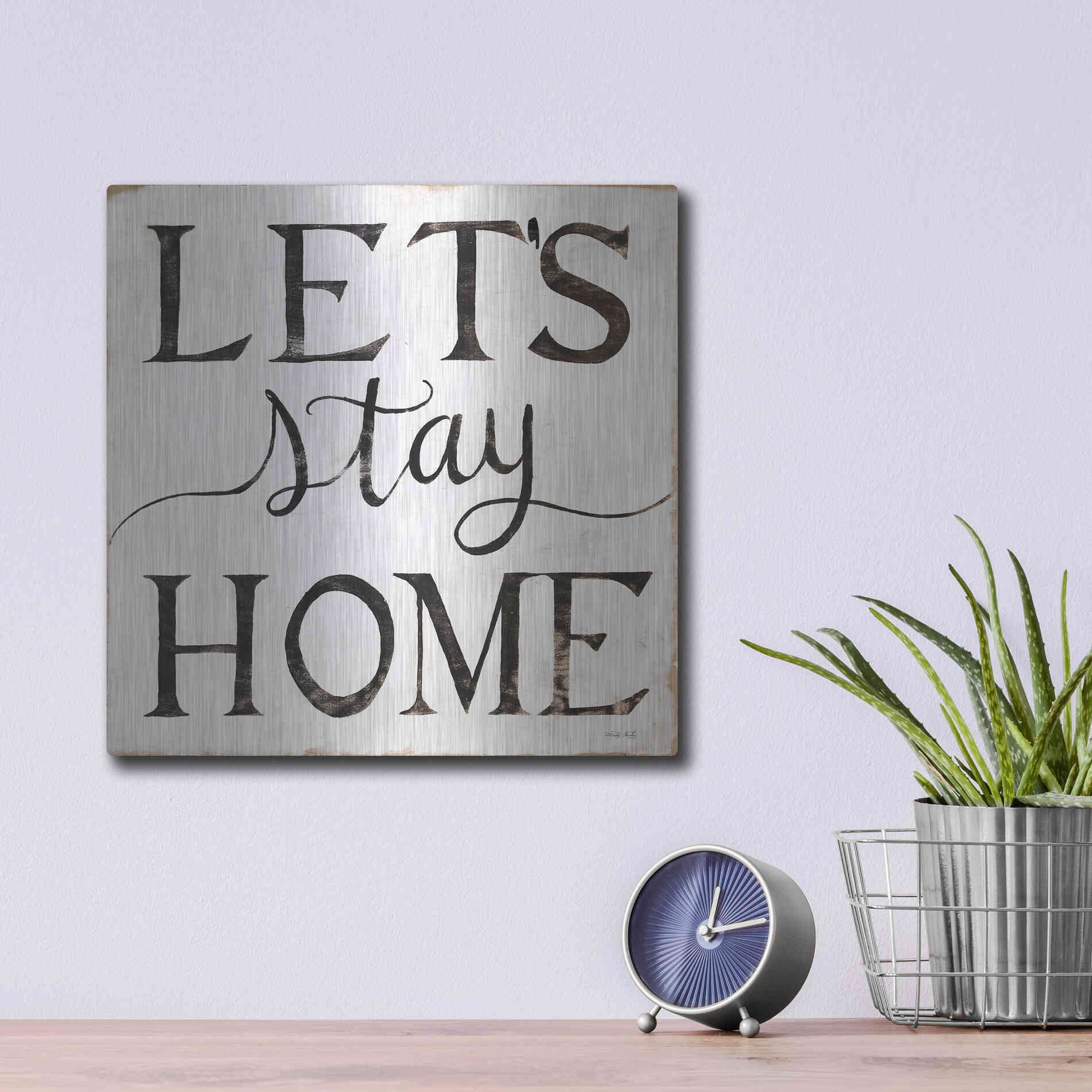 Luxe Metal Art 'Let's Stay Home I' by Cindy Jacobs, Metal Wall Art,12x12