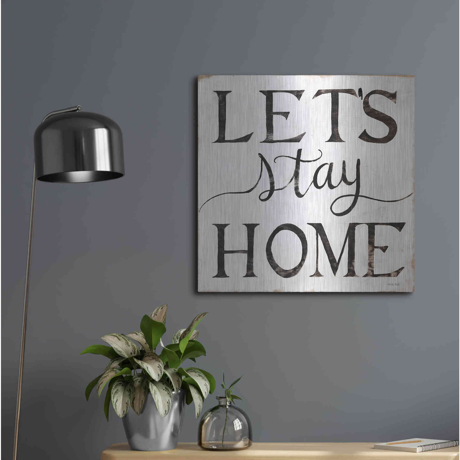 Luxe Metal Art 'Let's Stay Home I' by Cindy Jacobs, Metal Wall Art,24x24