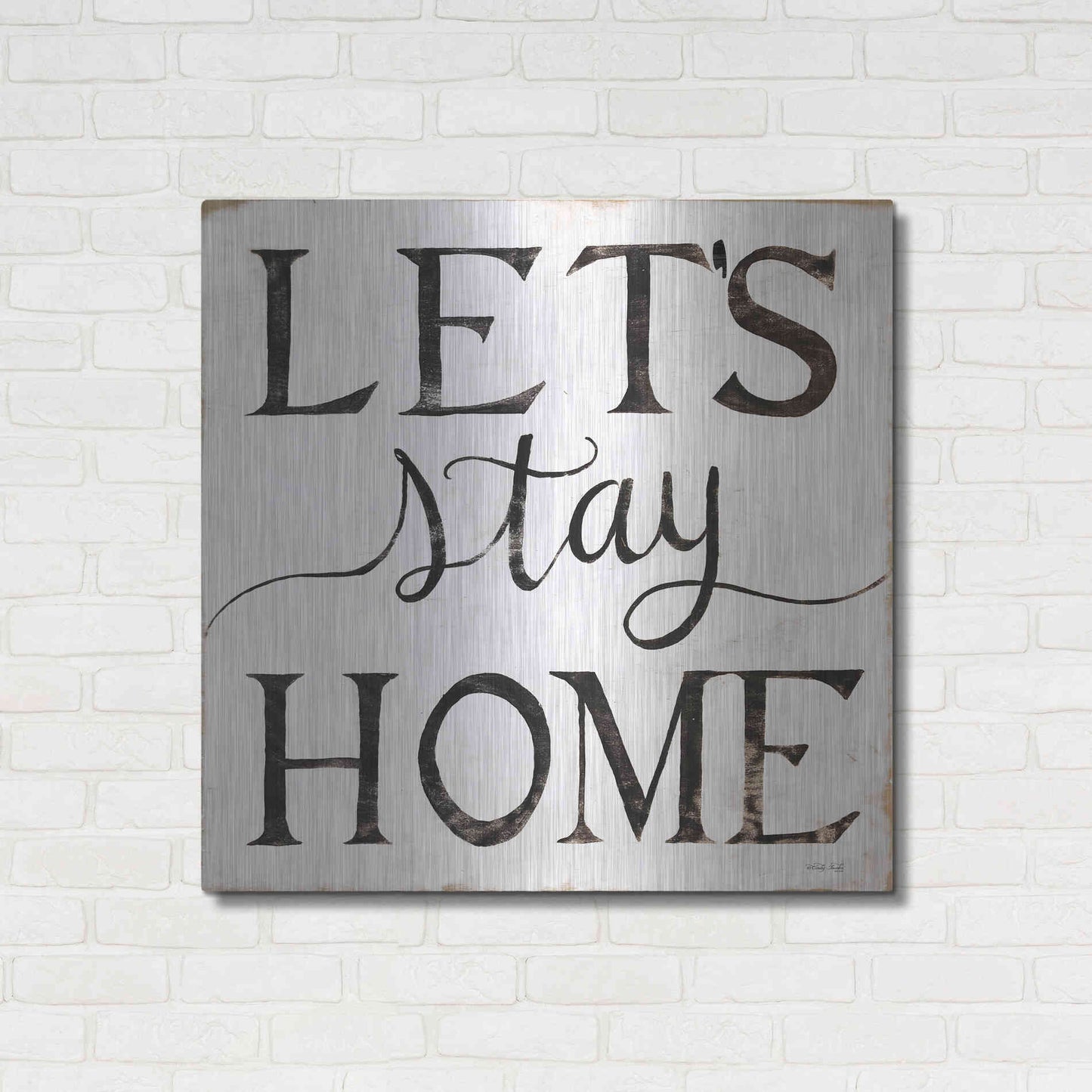 Luxe Metal Art 'Let's Stay Home I' by Cindy Jacobs, Metal Wall Art,36x36