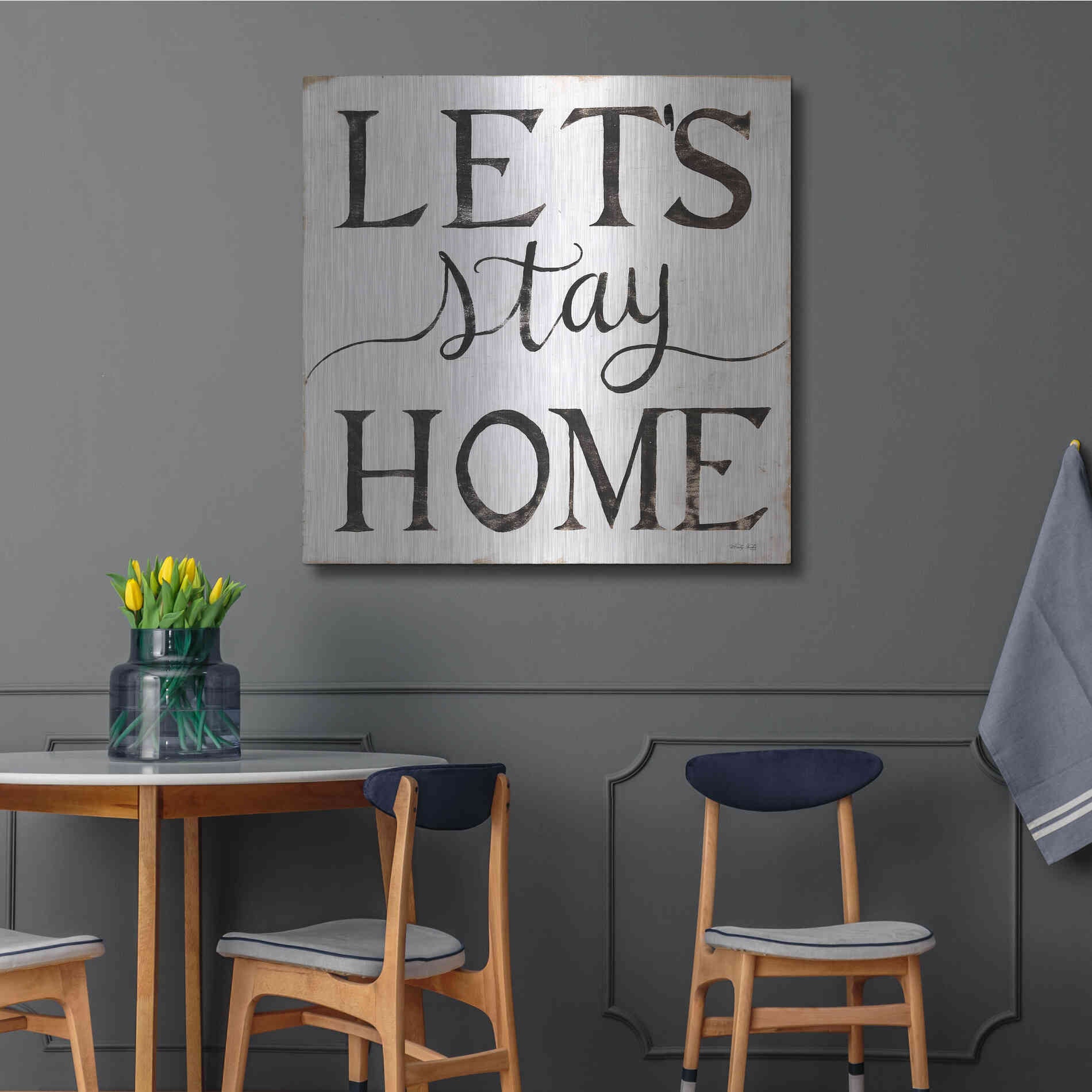 Luxe Metal Art 'Let's Stay Home I' by Cindy Jacobs, Metal Wall Art,36x36