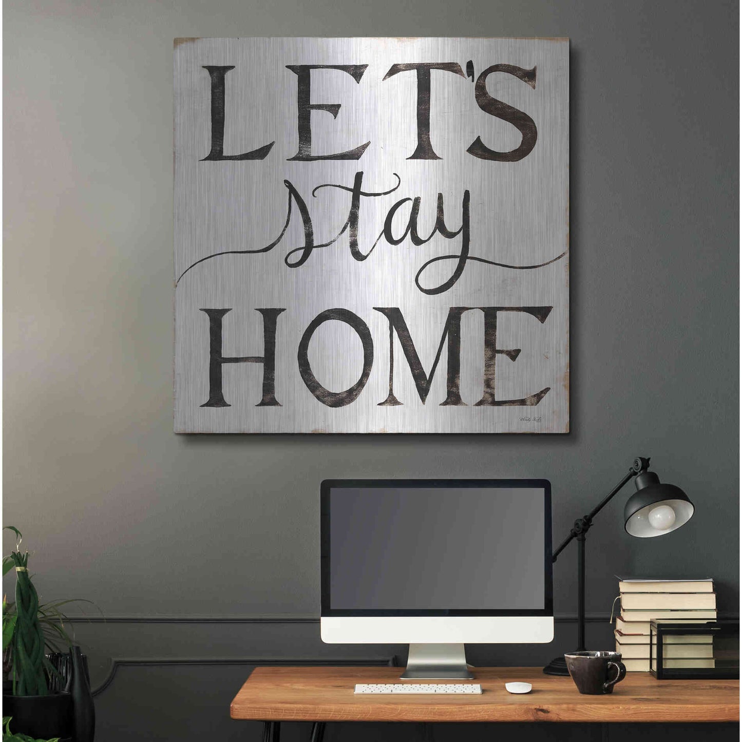 Luxe Metal Art 'Let's Stay Home I' by Cindy Jacobs, Metal Wall Art,36x36