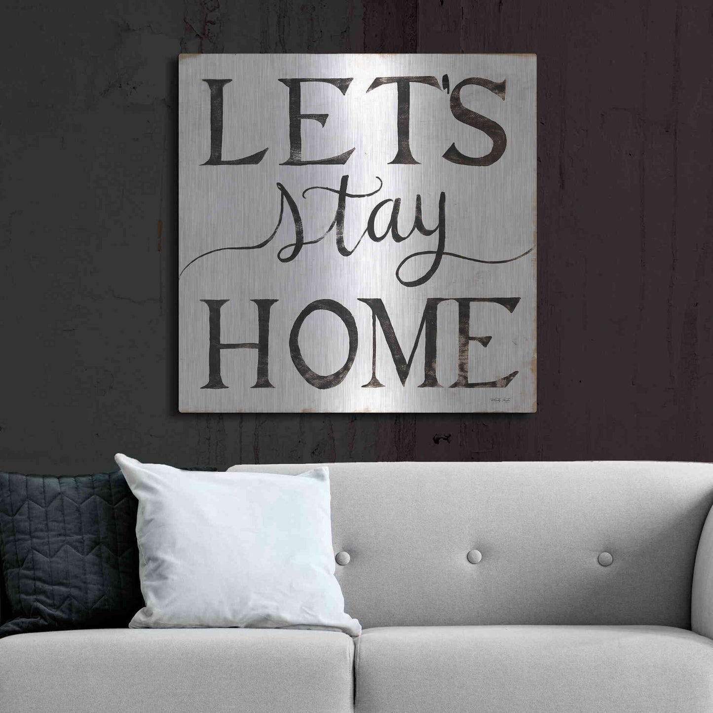Luxe Metal Art 'Let's Stay Home I' by Cindy Jacobs, Metal Wall Art,36x36