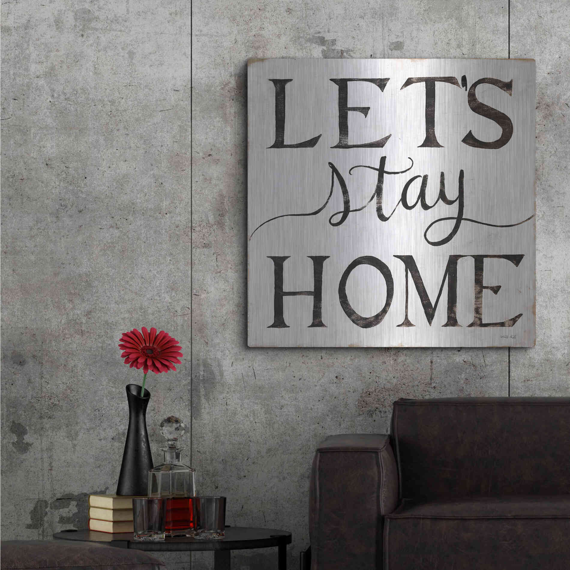 Luxe Metal Art 'Let's Stay Home I' by Cindy Jacobs, Metal Wall Art,36x36