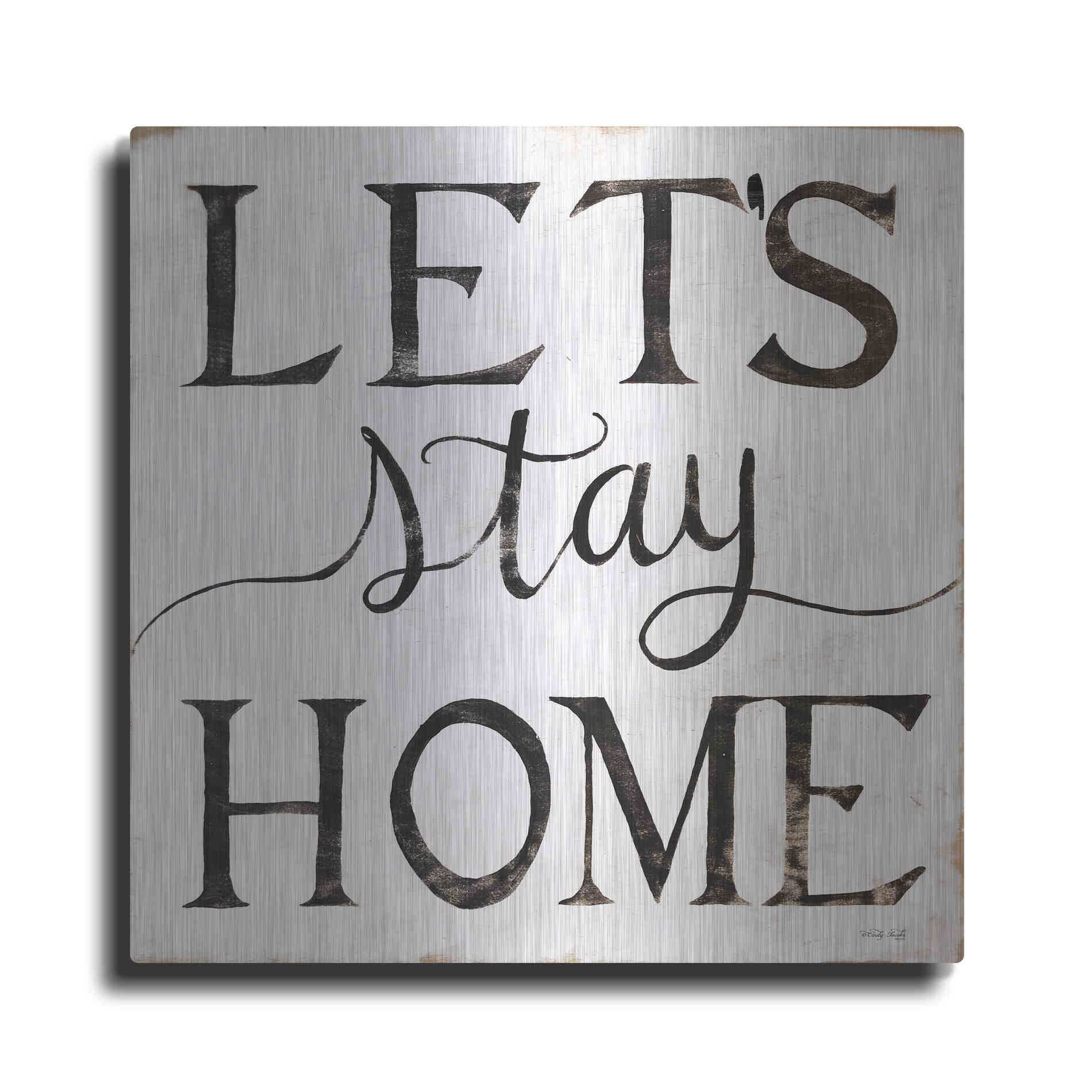 Luxe Metal Art 'Let's Stay Home I' by Cindy Jacobs, Metal Wall Art