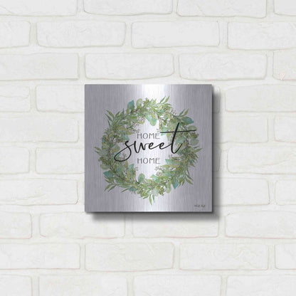 Luxe Metal Art 'Home Sweet Home Wreath I' by Cindy Jacobs, Metal Wall Art,12x12