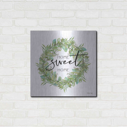 Luxe Metal Art 'Home Sweet Home Wreath I' by Cindy Jacobs, Metal Wall Art,24x24