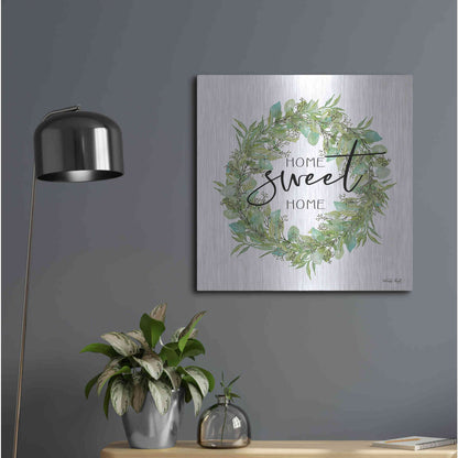 Luxe Metal Art 'Home Sweet Home Wreath I' by Cindy Jacobs, Metal Wall Art,24x24