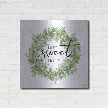 Luxe Metal Art 'Home Sweet Home Wreath I' by Cindy Jacobs, Metal Wall Art,36x36