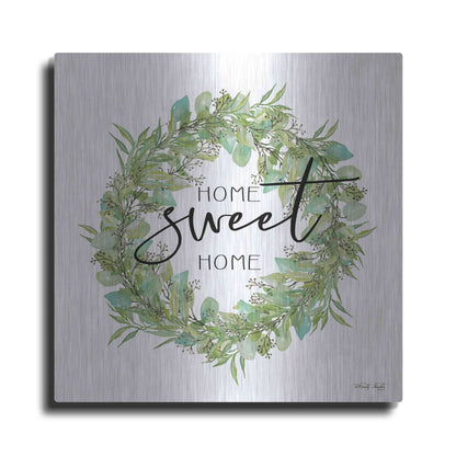 Luxe Metal Art 'Home Sweet Home Wreath I' by Cindy Jacobs, Metal Wall Art