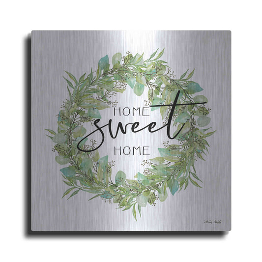 Luxe Metal Art 'Home Sweet Home Wreath I' by Cindy Jacobs, Metal Wall Art