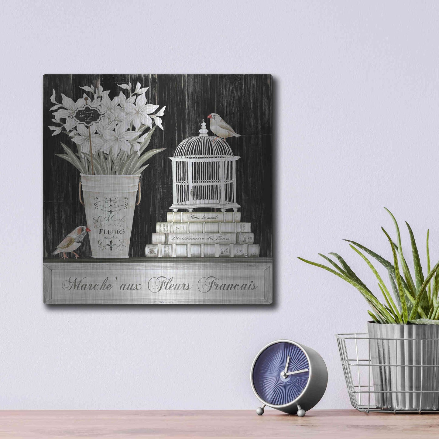 Luxe Metal Art 'Amaryllis Still Life' by Cindy Jacobs, Metal Wall Art,12x12