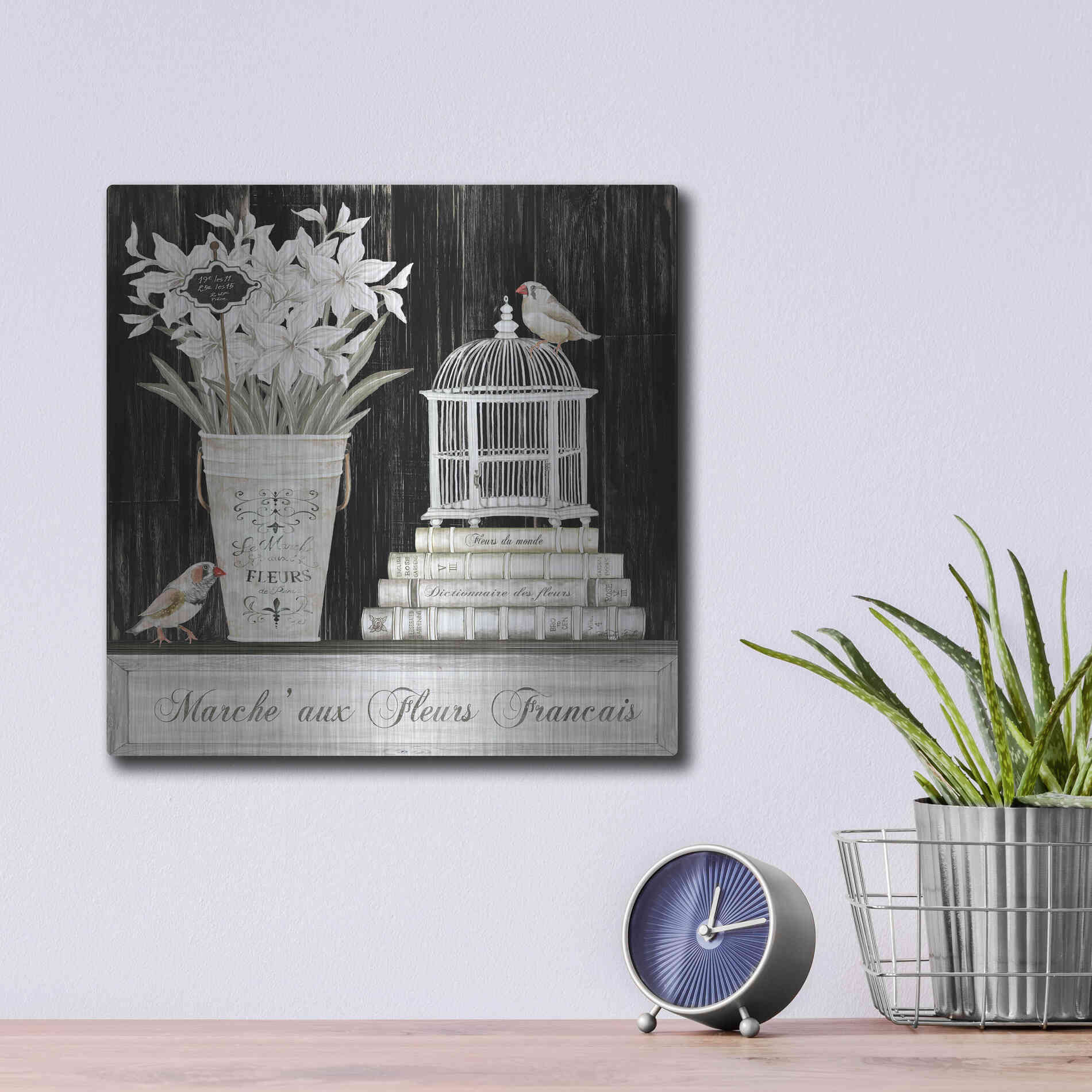 Luxe Metal Art 'Amaryllis Still Life' by Cindy Jacobs, Metal Wall Art,12x12