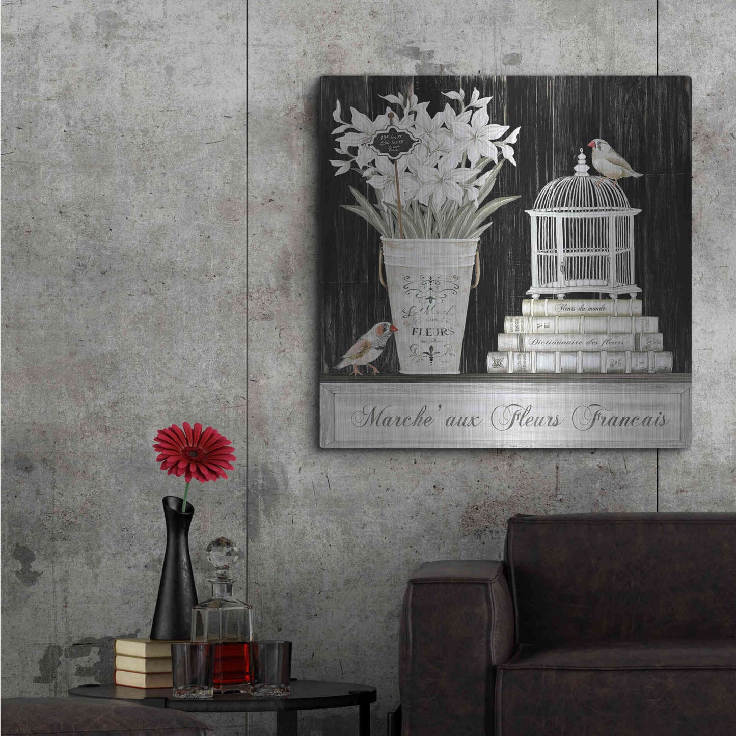 Luxe Metal Art 'Amaryllis Still Life' by Cindy Jacobs, Metal Wall Art,36x36