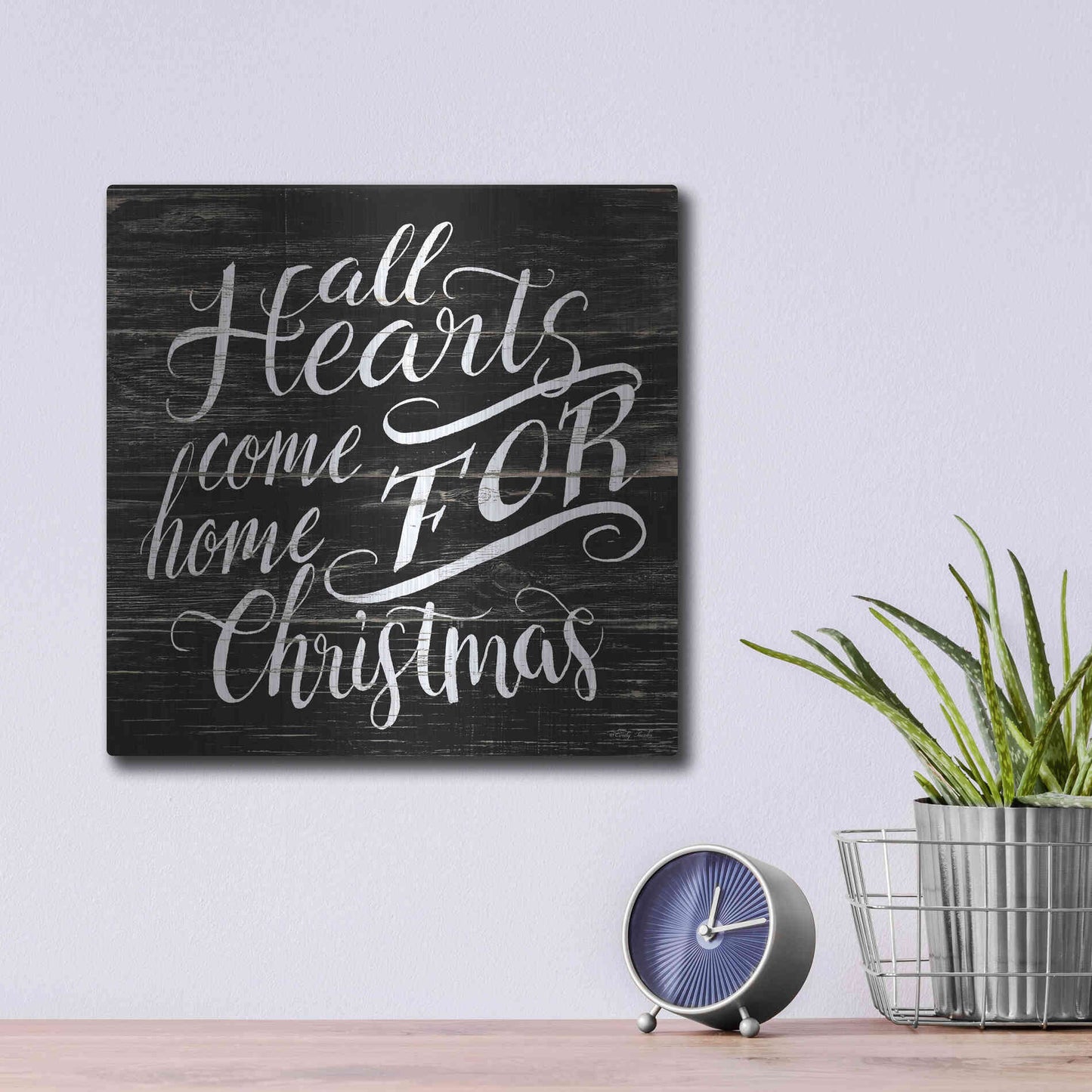 Luxe Metal Art 'Home For Christmas' by Cindy Jacobs, Metal Wall Art,12x12