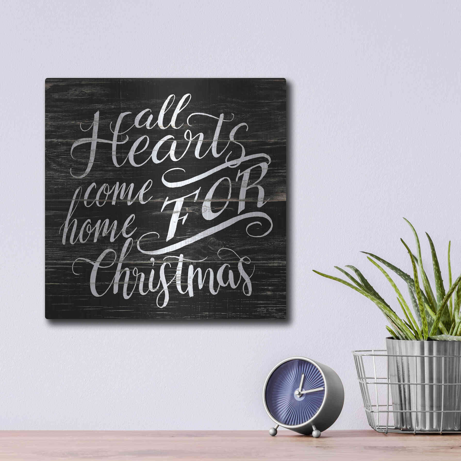 Luxe Metal Art 'Home For Christmas' by Cindy Jacobs, Metal Wall Art,12x12