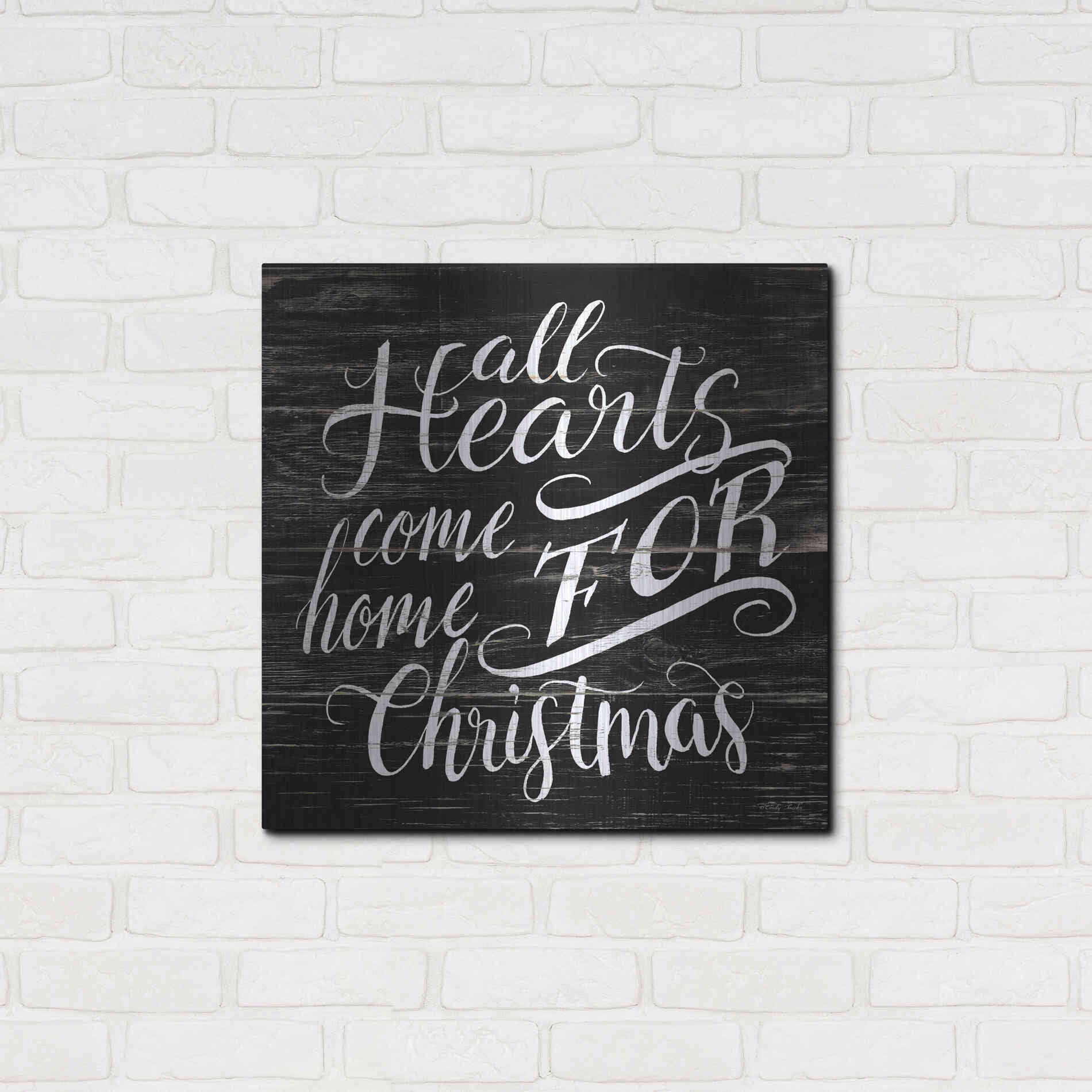 Luxe Metal Art 'Home For Christmas' by Cindy Jacobs, Metal Wall Art,24x24