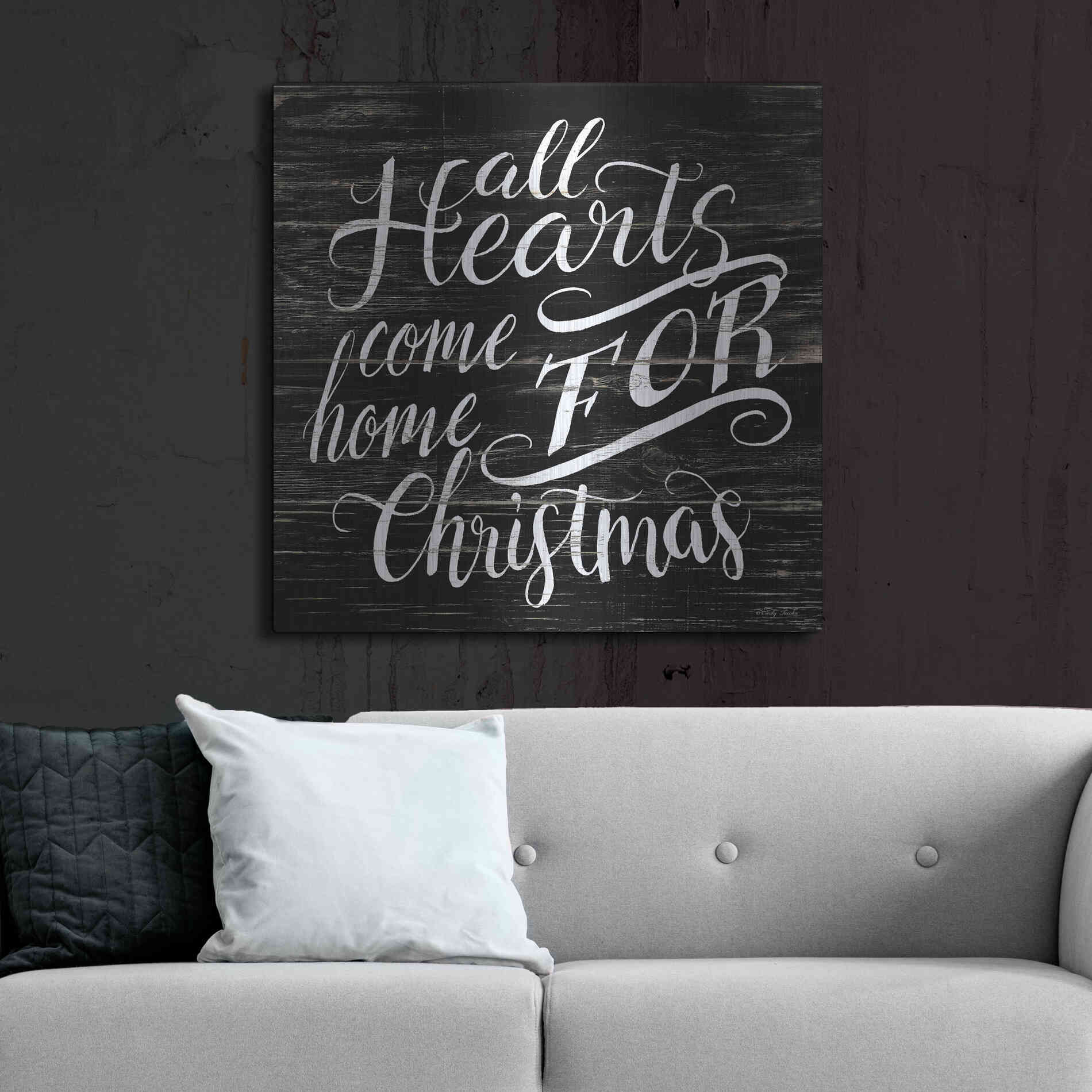 Luxe Metal Art 'Home For Christmas' by Cindy Jacobs, Metal Wall Art,36x36