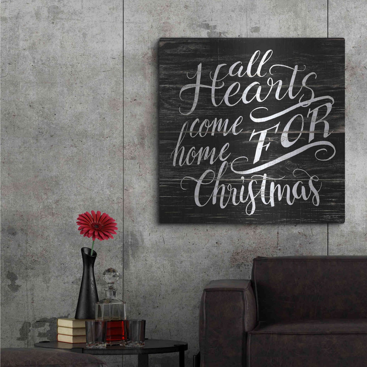 Luxe Metal Art 'Home For Christmas' by Cindy Jacobs, Metal Wall Art,36x36