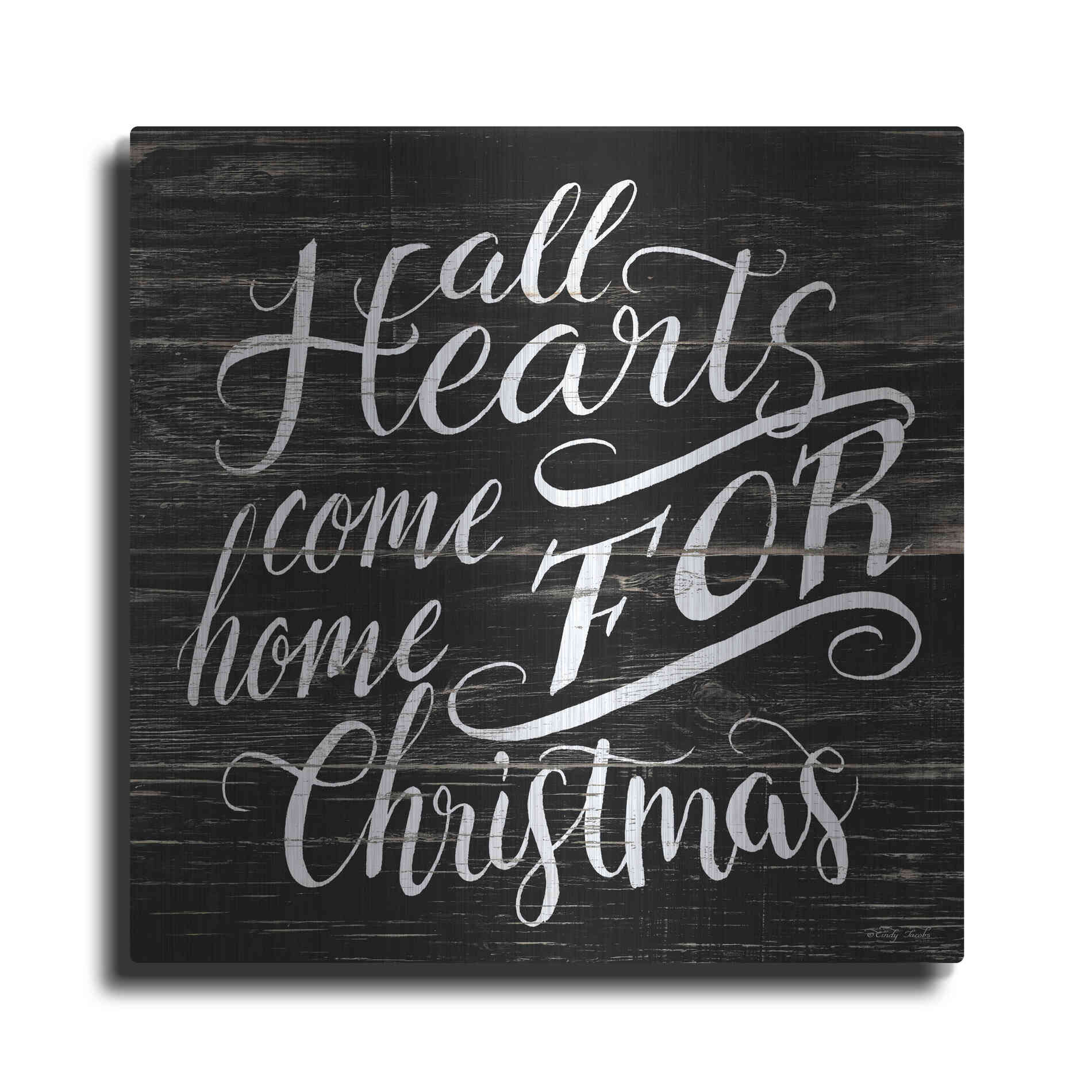 Luxe Metal Art 'Home For Christmas' by Cindy Jacobs, Metal Wall Art