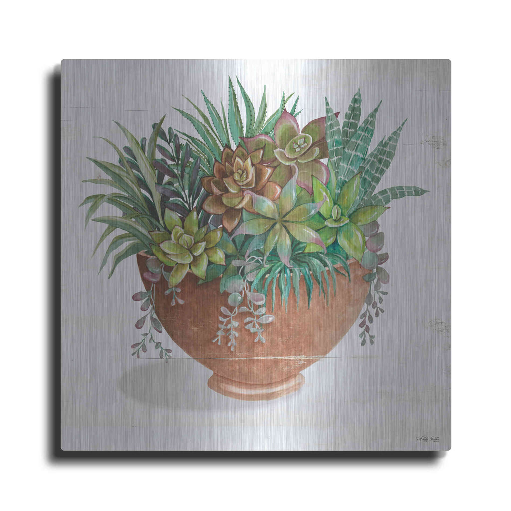 Luxe Metal Art 'Terracotta Succulents II' by Cindy Jacobs, Metal Wall Art