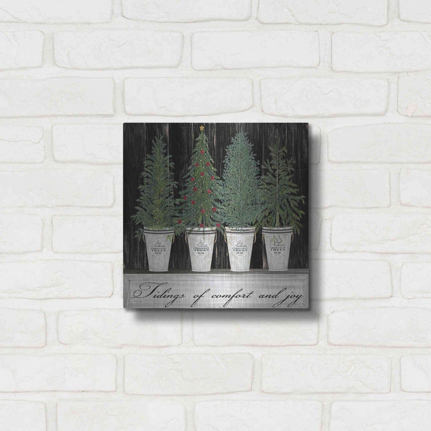 Luxe Metal Art 'Tidings of Comfort & Joy' by Cindy Jacobs, Metal Wall Art,12x12