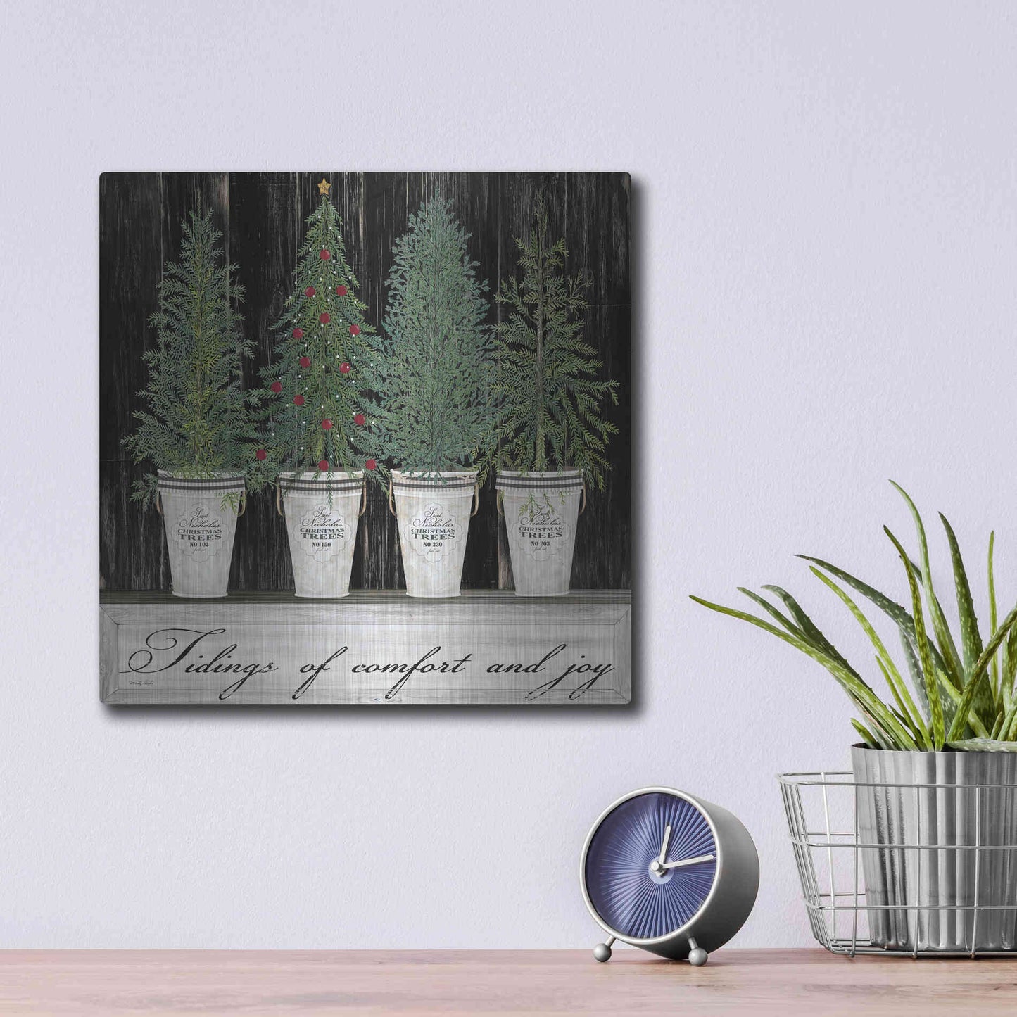 Luxe Metal Art 'Tidings of Comfort & Joy' by Cindy Jacobs, Metal Wall Art,12x12