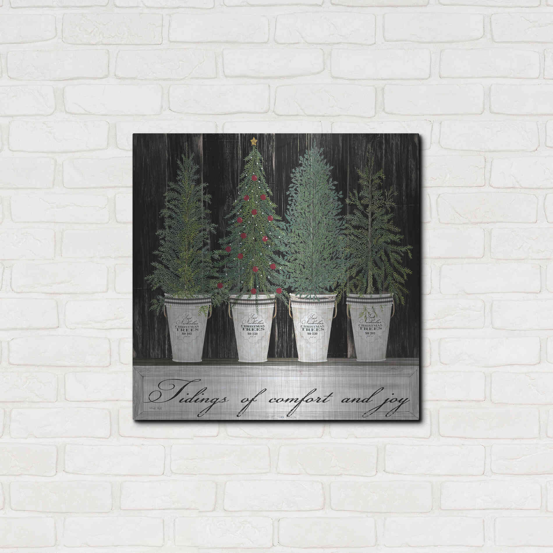 Luxe Metal Art 'Tidings of Comfort & Joy' by Cindy Jacobs, Metal Wall Art,24x24