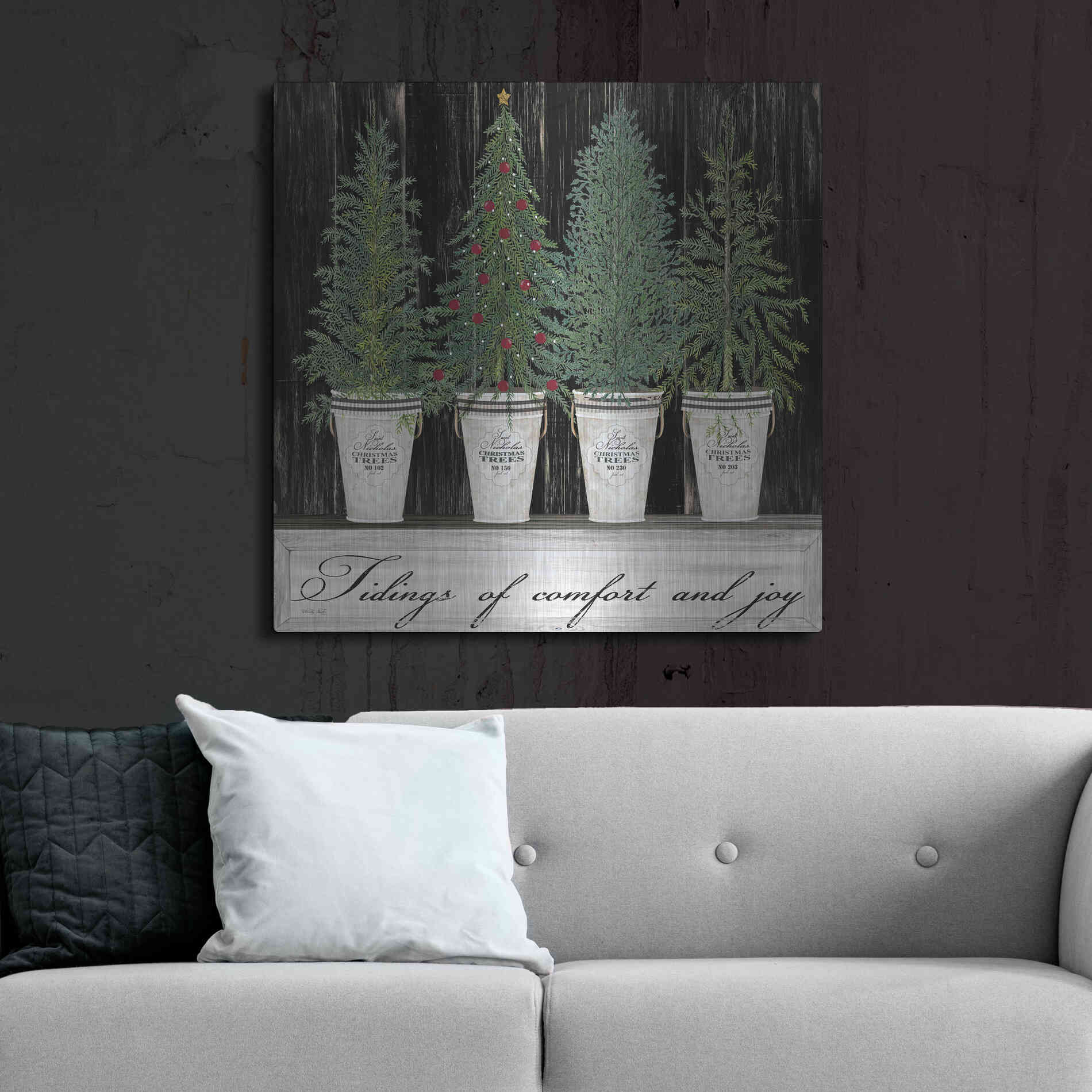 Luxe Metal Art 'Tidings of Comfort & Joy' by Cindy Jacobs, Metal Wall Art,36x36