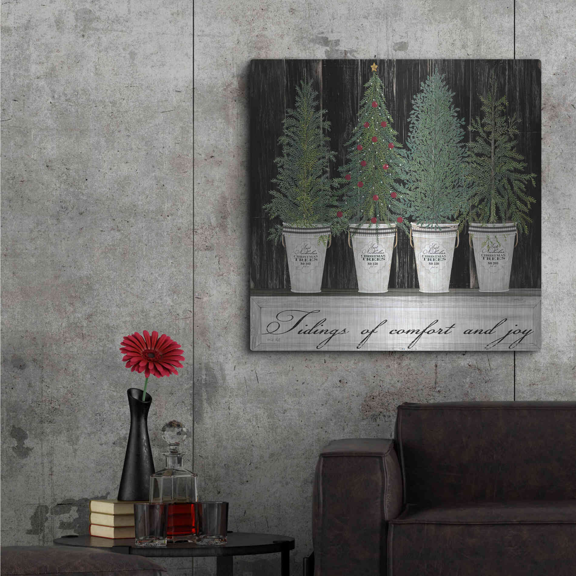 Luxe Metal Art 'Tidings of Comfort & Joy' by Cindy Jacobs, Metal Wall Art,36x36