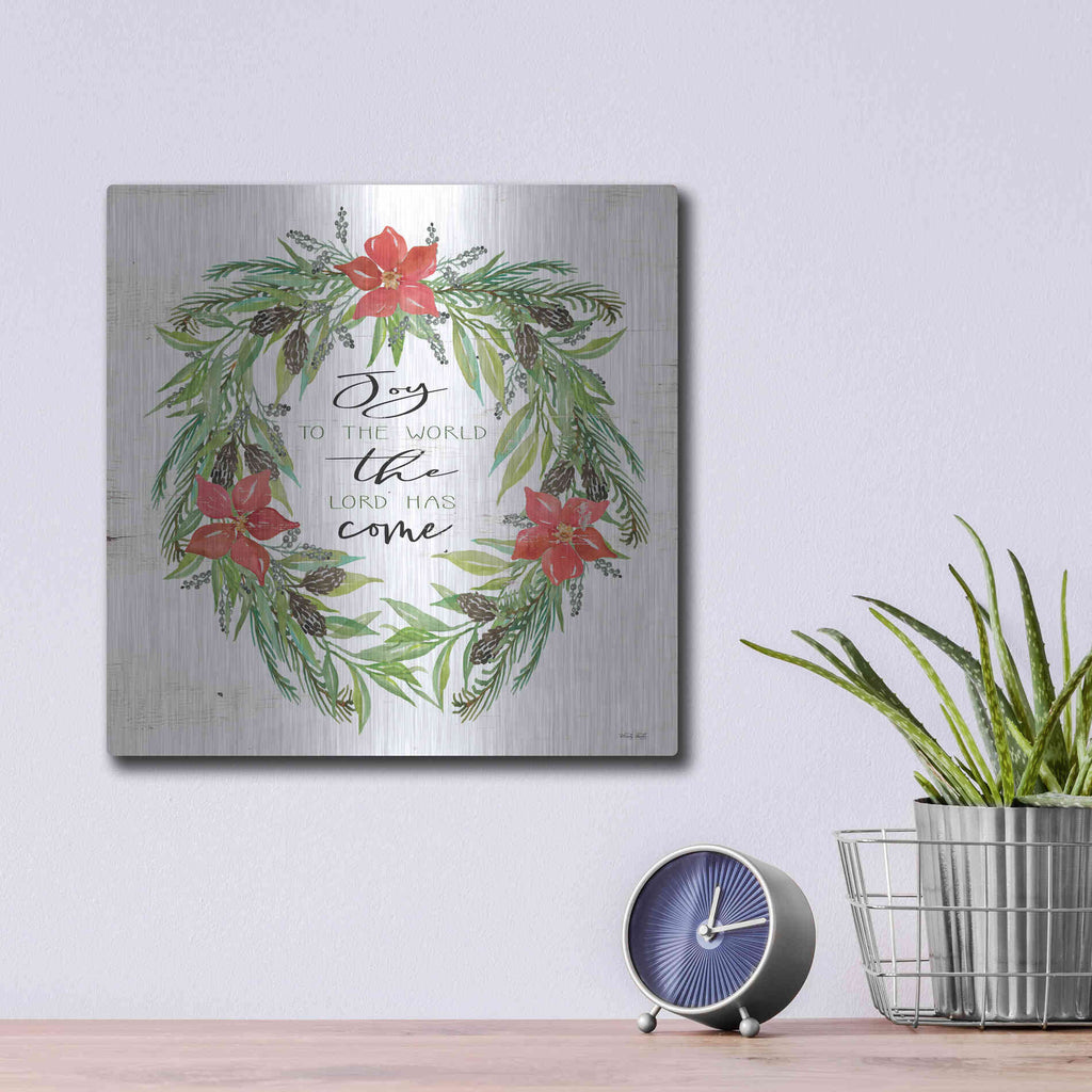 Luxe Metal Art 'Joy to the World Wreath' by Cindy Jacobs, Metal Wall Art,12x12