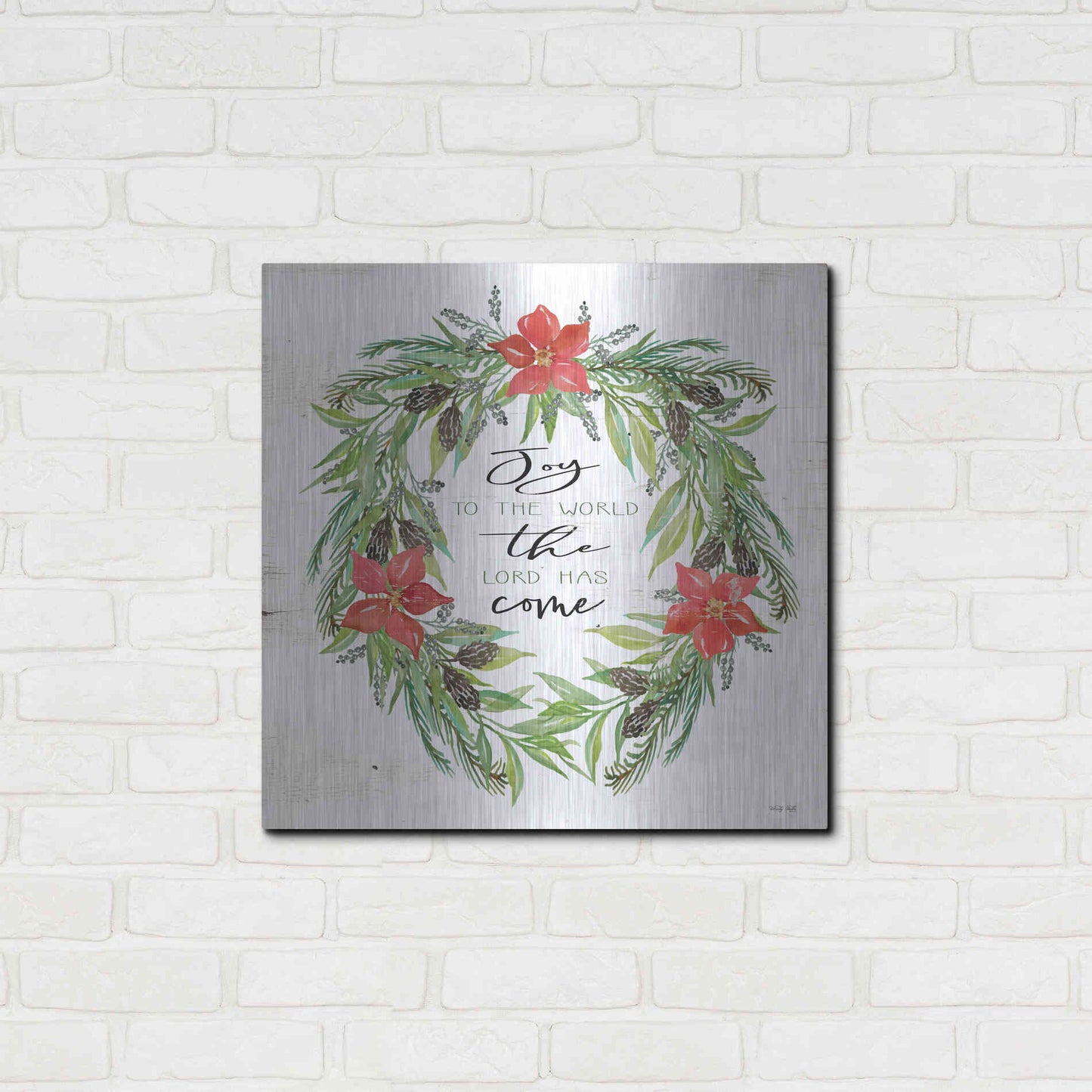 Luxe Metal Art 'Joy to the World Wreath' by Cindy Jacobs, Metal Wall Art,24x24