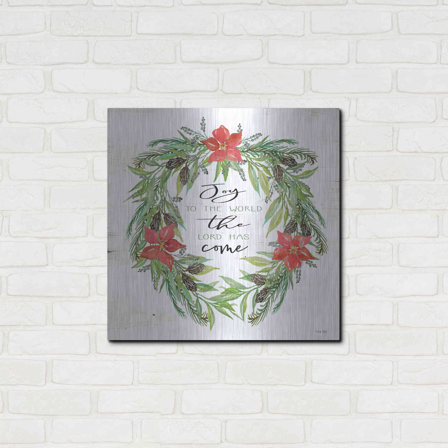 Luxe Metal Art 'Joy to the World Wreath' by Cindy Jacobs, Metal Wall Art,24x24