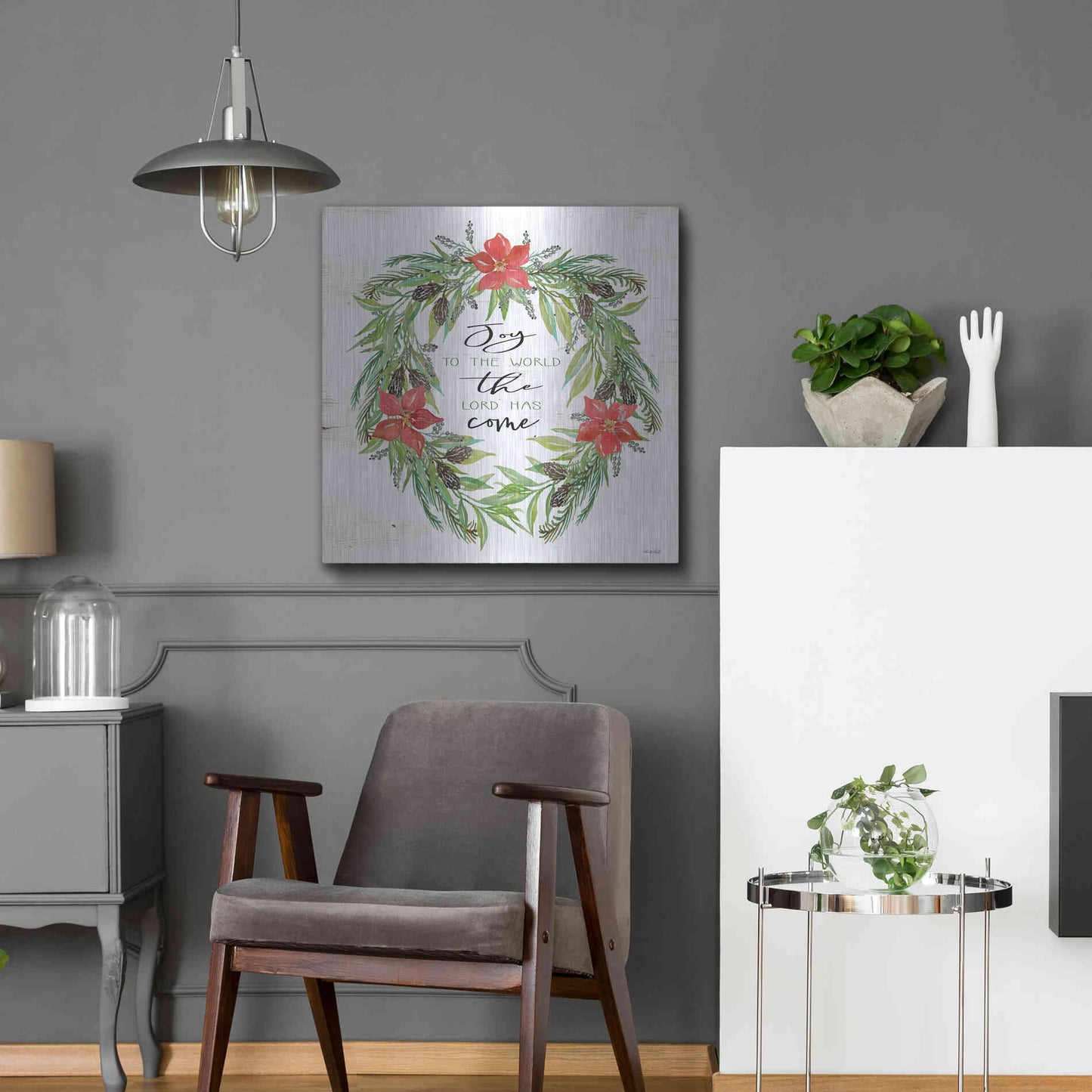 Luxe Metal Art 'Joy to the World Wreath' by Cindy Jacobs, Metal Wall Art,24x24