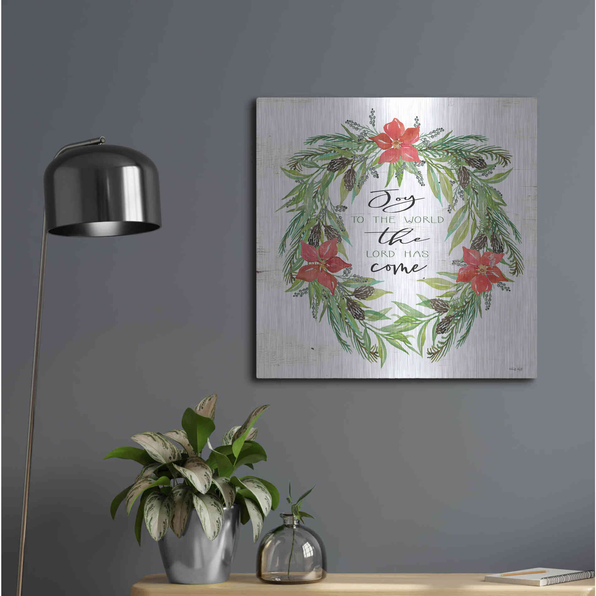 Luxe Metal Art 'Joy to the World Wreath' by Cindy Jacobs, Metal Wall Art,24x24