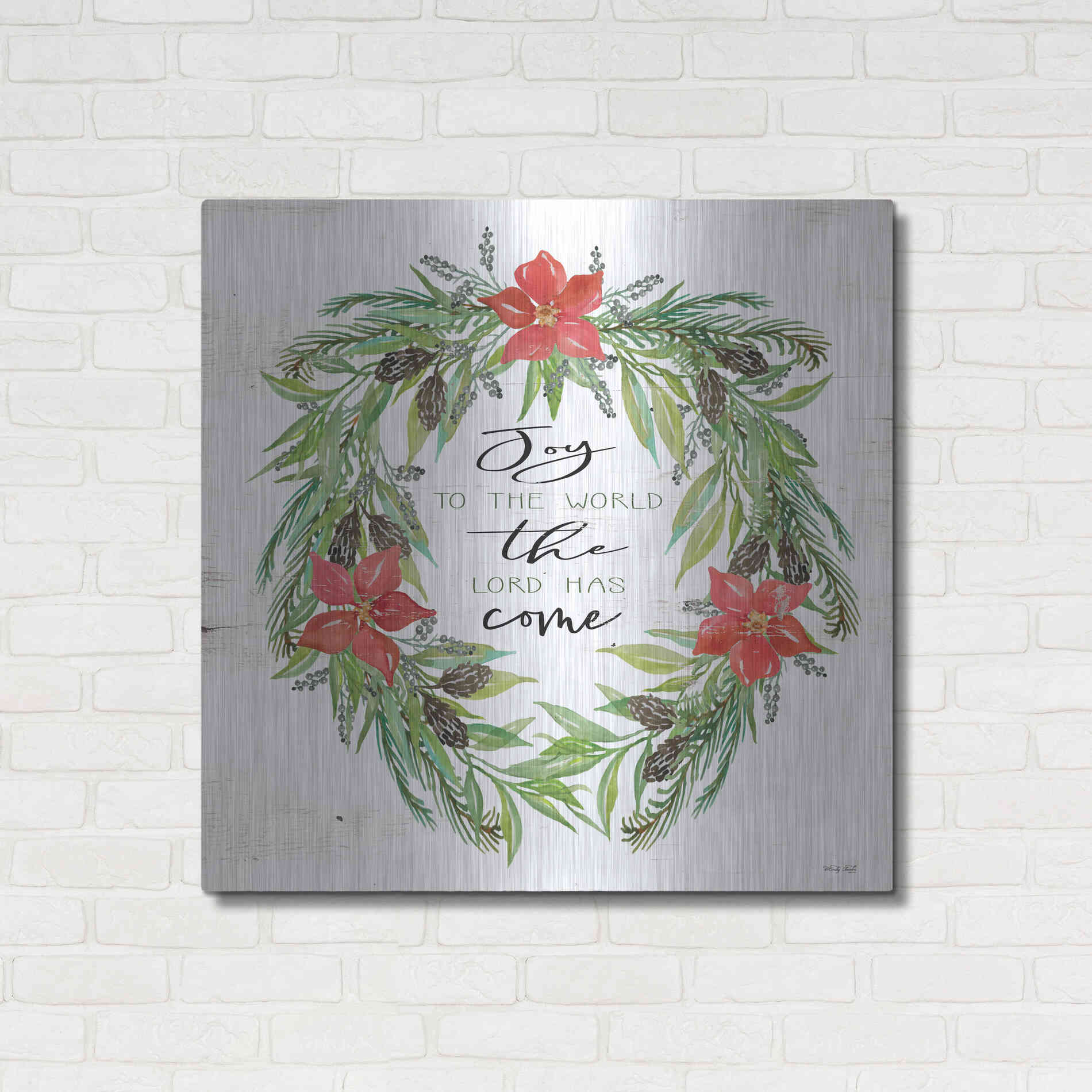 Luxe Metal Art 'Joy to the World Wreath' by Cindy Jacobs, Metal Wall Art,36x36