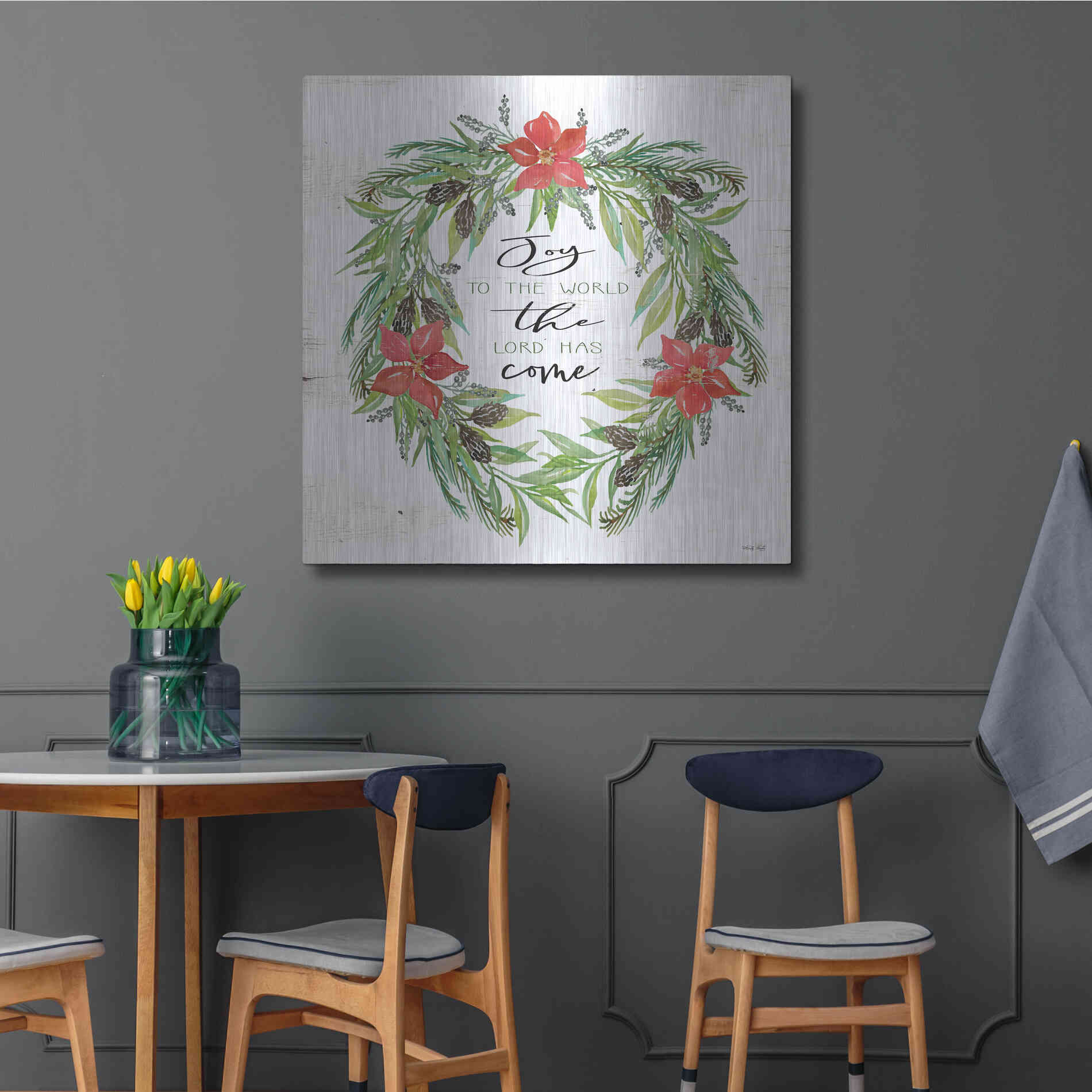 Luxe Metal Art 'Joy to the World Wreath' by Cindy Jacobs, Metal Wall Art,36x36