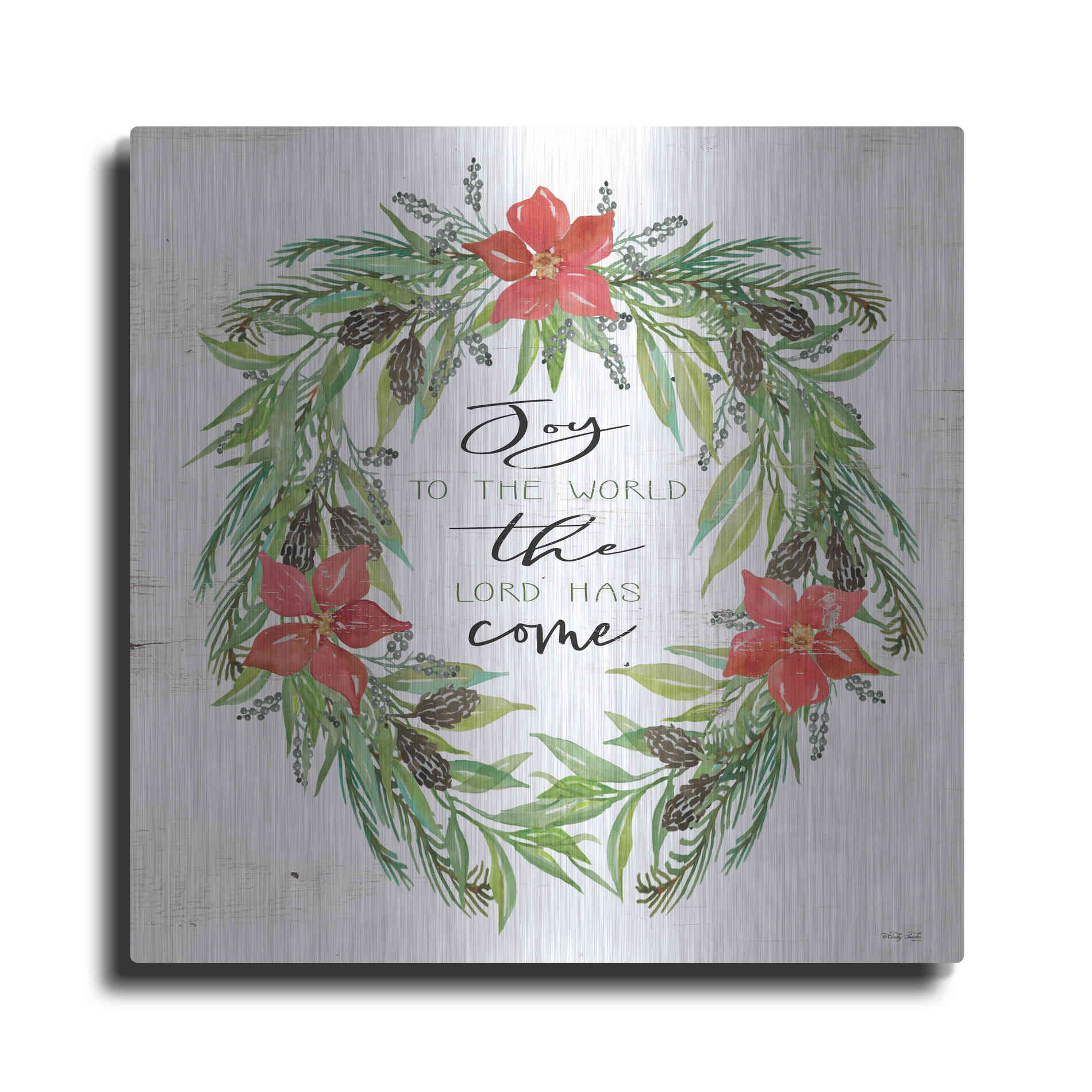 Luxe Metal Art 'Joy to the World Wreath' by Cindy Jacobs, Metal Wall Art
