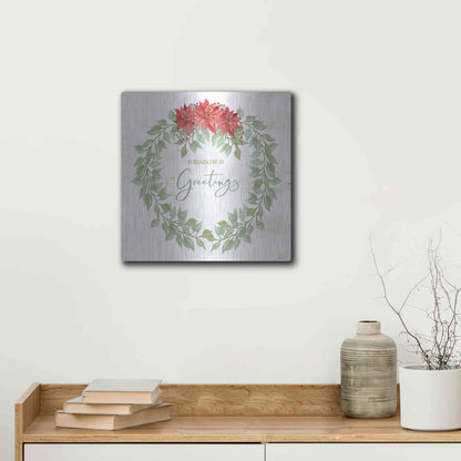 Luxe Metal Art 'Season's Greetings Wreath' by Cindy Jacobs, Metal Wall Art,12x12