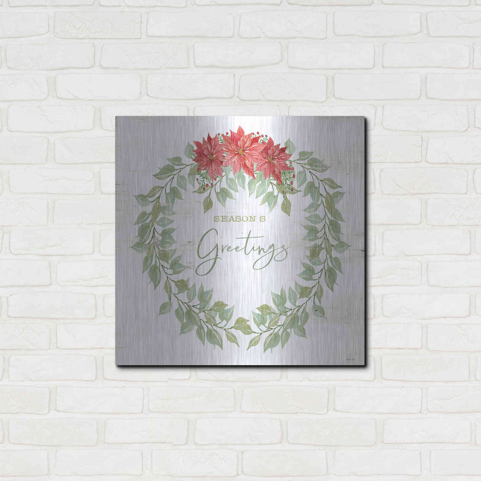 Luxe Metal Art 'Season's Greetings Wreath' by Cindy Jacobs, Metal Wall Art,24x24