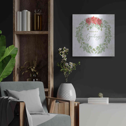 Luxe Metal Art 'Season's Greetings Wreath' by Cindy Jacobs, Metal Wall Art,24x24