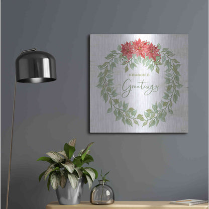 Luxe Metal Art 'Season's Greetings Wreath' by Cindy Jacobs, Metal Wall Art,24x24