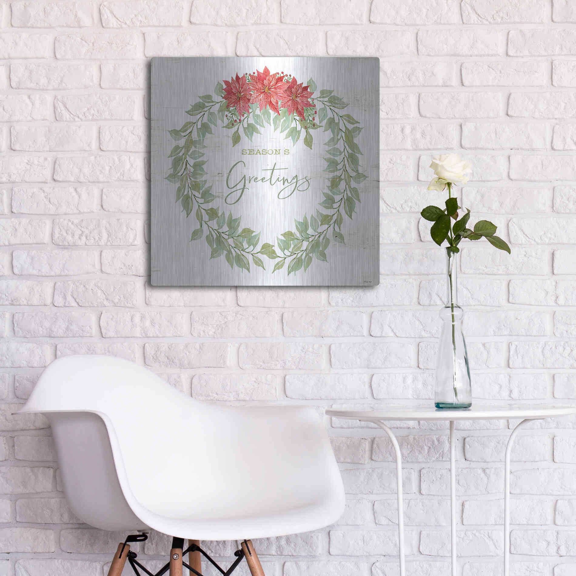 Luxe Metal Art 'Season's Greetings Wreath' by Cindy Jacobs, Metal Wall Art,24x24