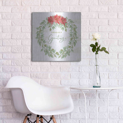 Luxe Metal Art 'Season's Greetings Wreath' by Cindy Jacobs, Metal Wall Art,24x24