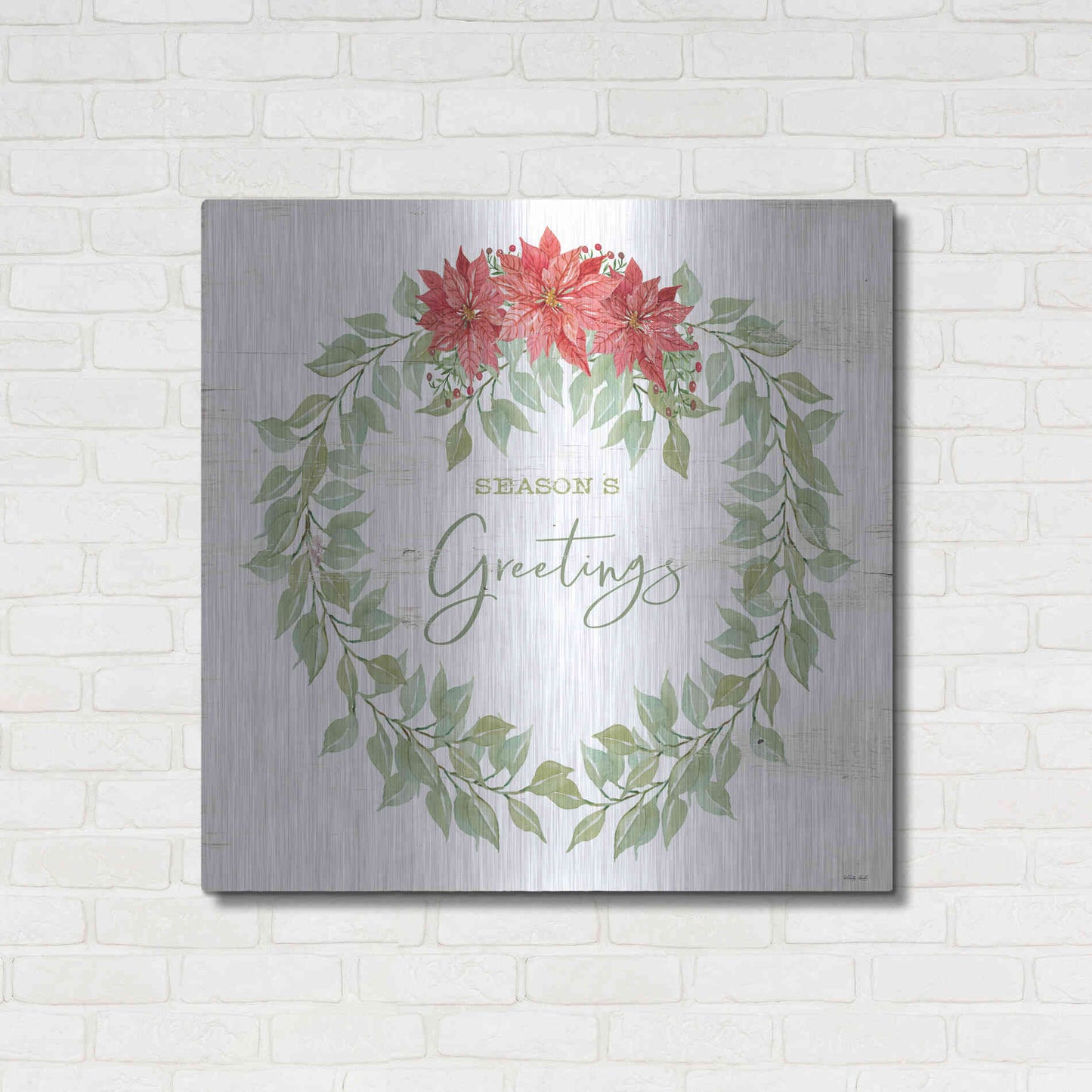 Luxe Metal Art 'Season's Greetings Wreath' by Cindy Jacobs, Metal Wall Art,36x36